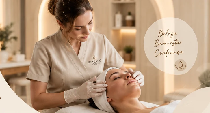 Profissional realizando procedimento facial em ambiente de estética