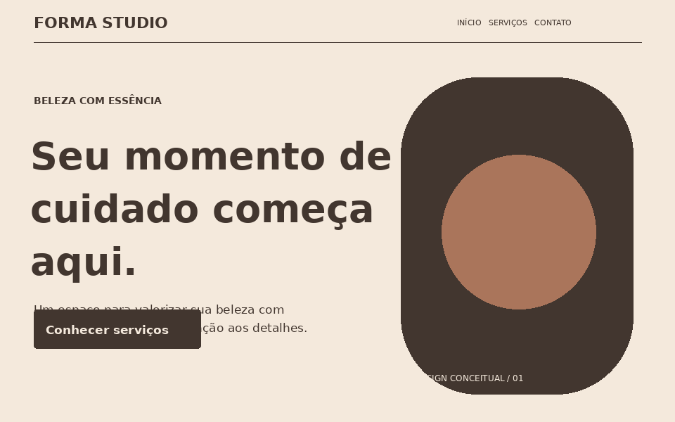 Prévia do site conceitual Forma Studio
